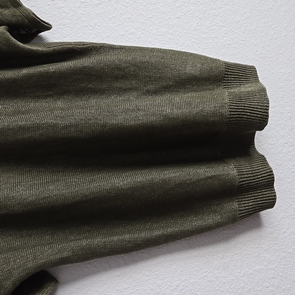 Talbots Green Crew Neck Short Sleeves Sweater Lightweight 100% Linen Beach - Picture 3 of 7